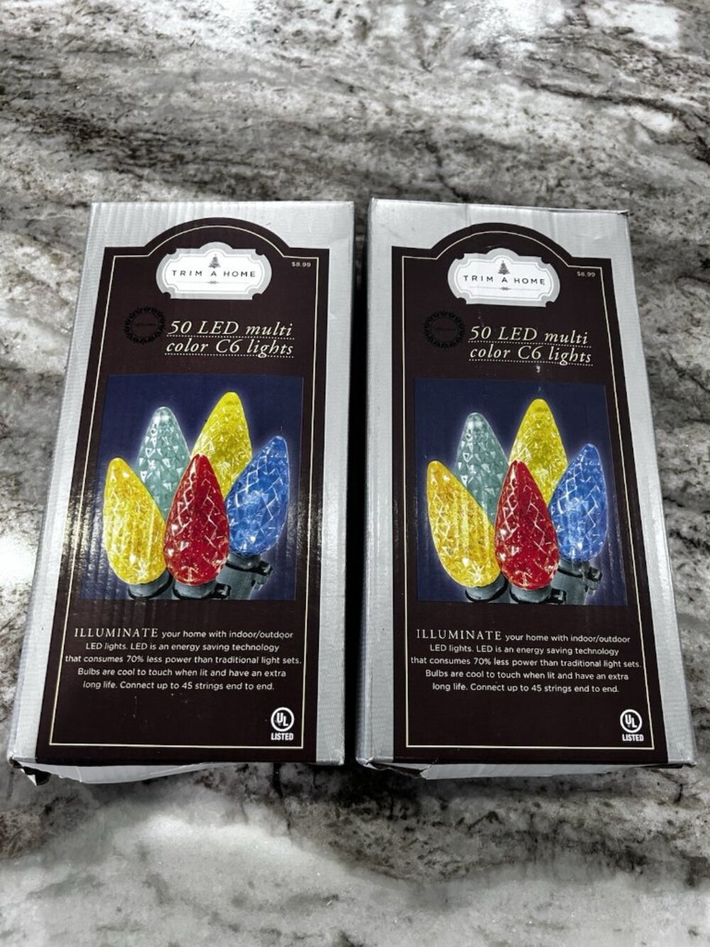 2 Pack NIB Vintage Trim A Home 50 LED C6 Multi Color Lights Indoor/Outdoor Kmart